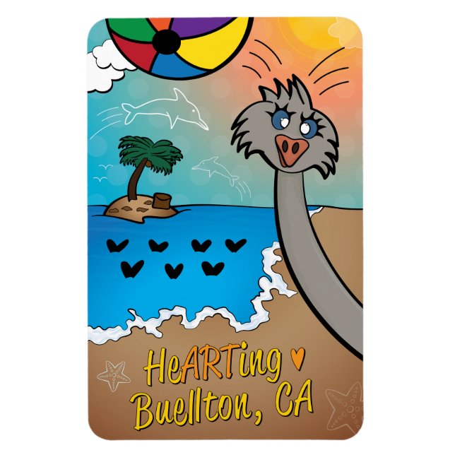 Magnet Art - Ostrich Photobomber - Buellton.Art  (Vertical)