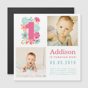  MAGNET  Babies Number 1 1st Birthday Photo Card