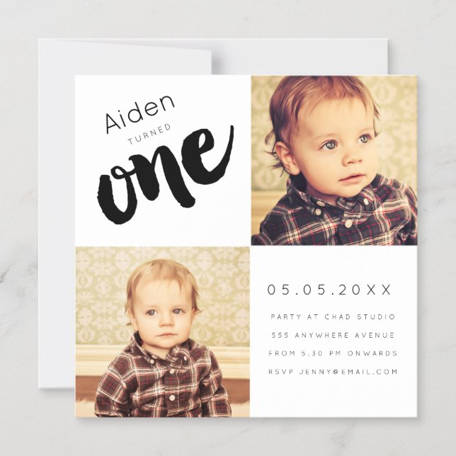 |MAGNET| Baby Boy Girl ONE 1st Birthday Photo Card (Front)