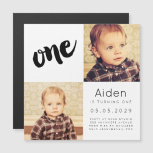  MAGNET  Baby Boy Girl ONE 1st Birthday Photo Card