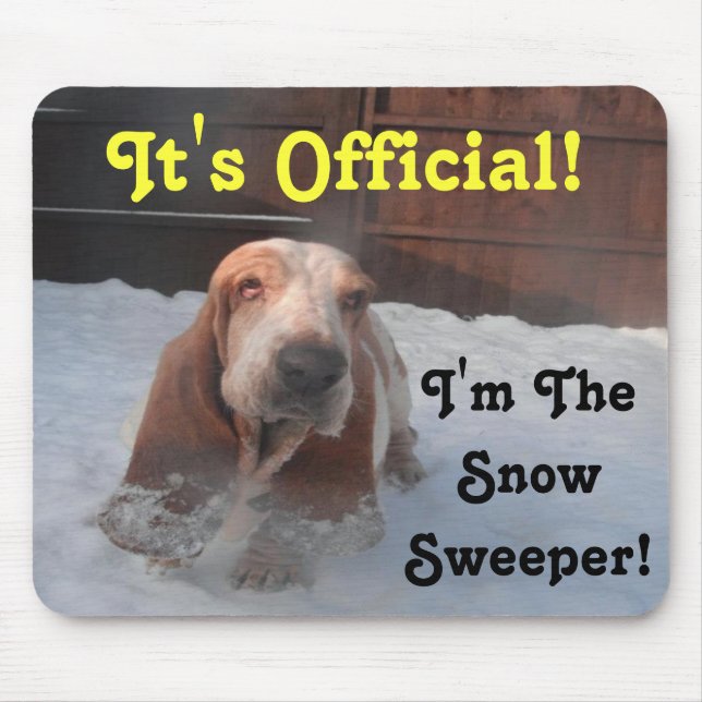 Magnet Basset Hound Snow Sweeper Mouse Mat (Front)