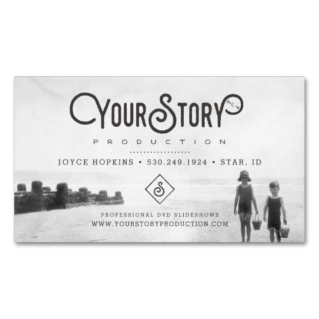 MAGNET BUSINESS CARD | Old Vintage Kids Photo (Front)