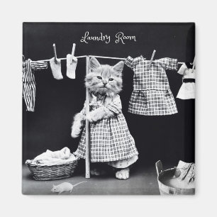 Magnet, Cat Hanging Laundry Magnet