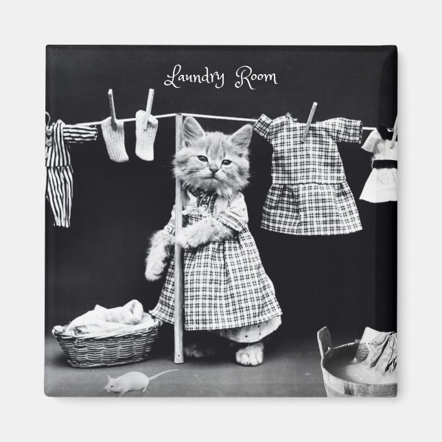 Magnet, Cat Hanging Laundry Magnet (Front)