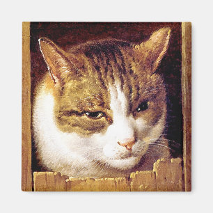 Magnet: "Cat Peeping Through A Fence" Magnet