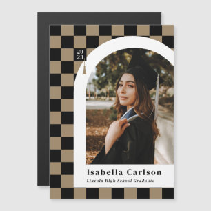 Magnet Checked Arch Photo Graduation Announcement