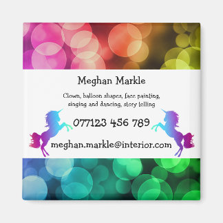 Magnet childrens entertainer unicorn business card