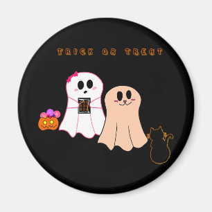 Magnet Cute Baby Ghosts With Black Cat
