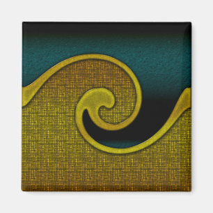 Magnet Dark Aqua Teal Swirl Gold, Matching Set