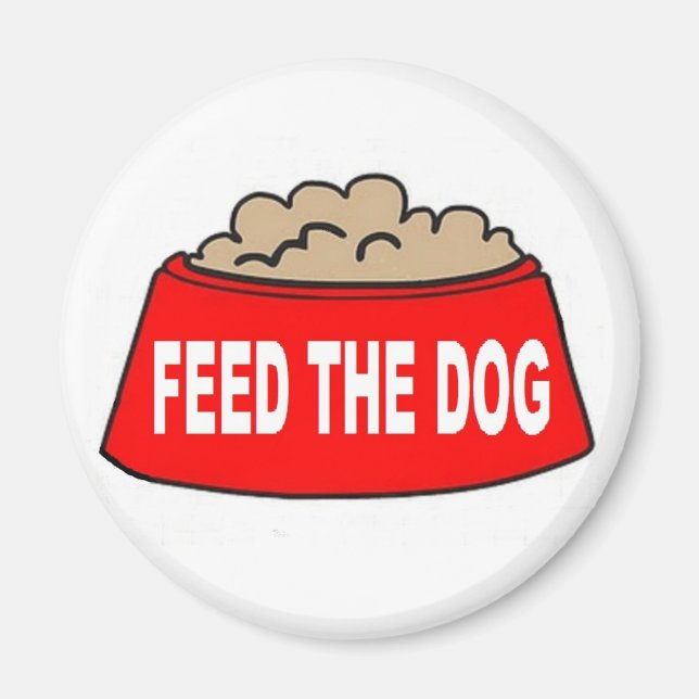 Magnet Dog Food Bowl Red Feed The Dog (Front)