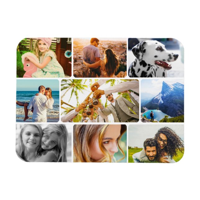 Magnet Flexible 9 Photo Template Rounded Collage (Horizontal)