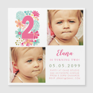 MAGNET Girls Gold Number 2 2ND Birthday Year Photo