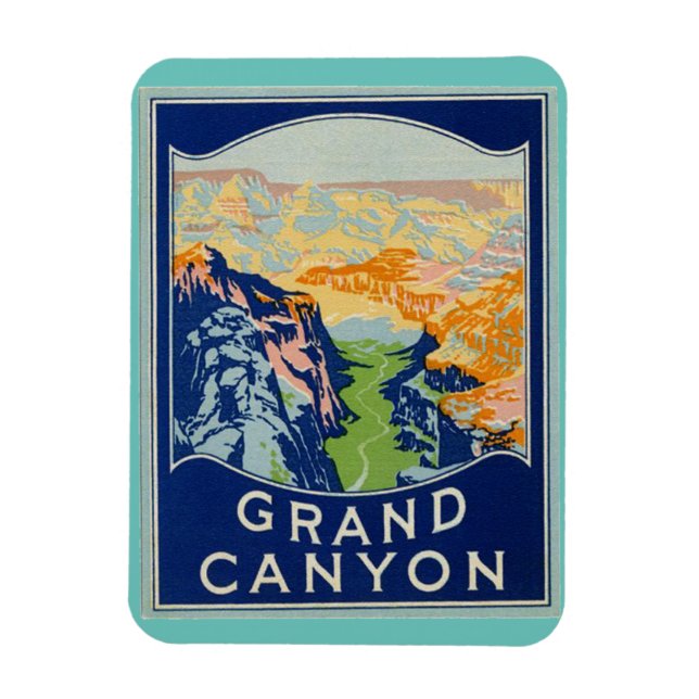 Magnet, Grand Canyon vintage travel art Magnet (Vertical)