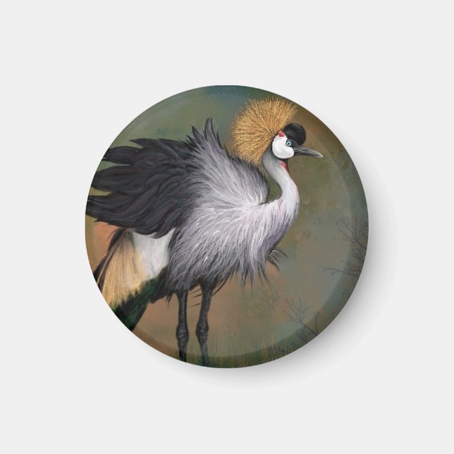 Magnet Grey Crowned Crane Bird (Front)