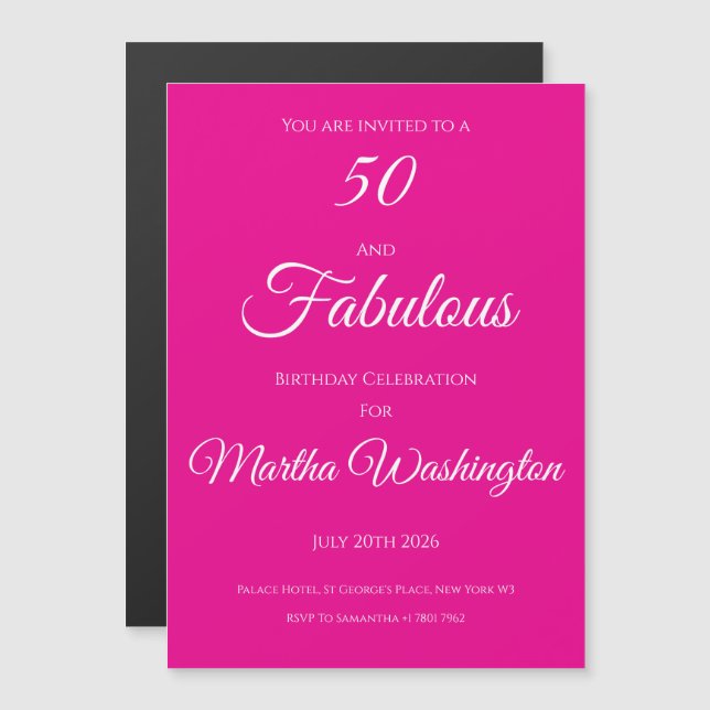 Magnet Invitation to a 50th Birthday Party (Front/Back)