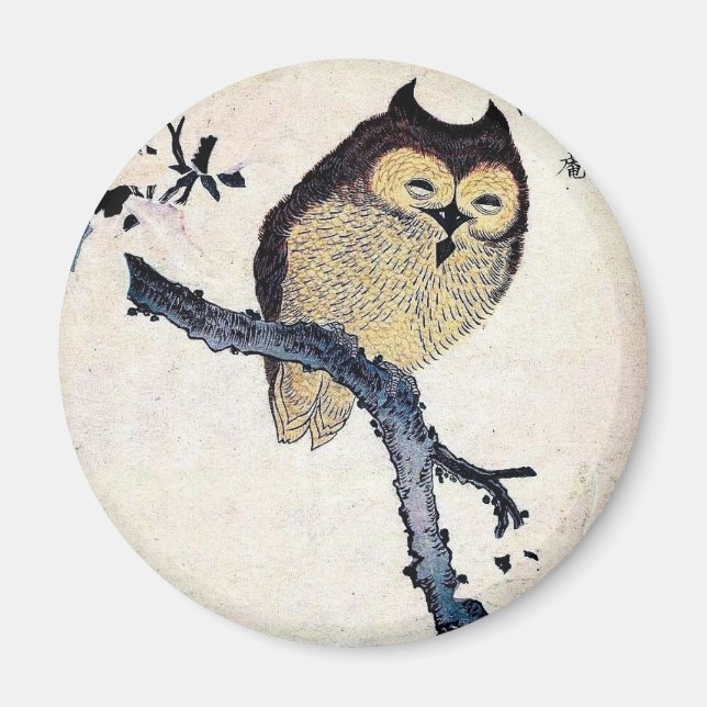 Magnet Japanese Owl From Manuscript (Front)