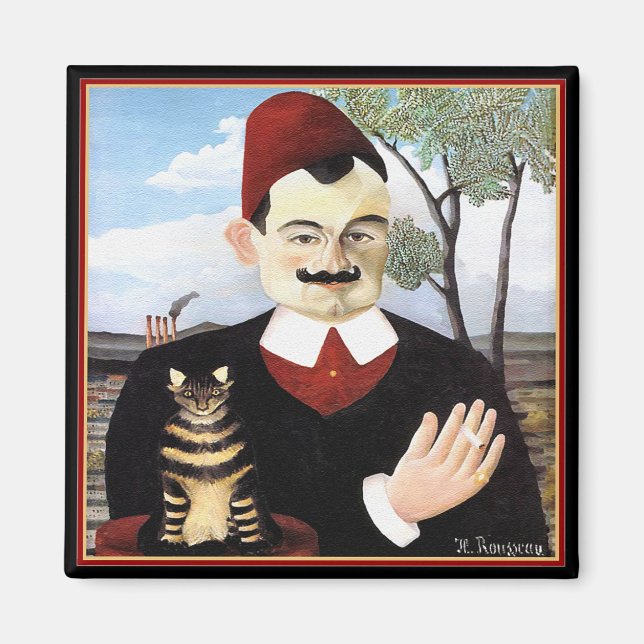 Magnet:  "Man & Cat" by Henri Rousseau Magnet (Front)