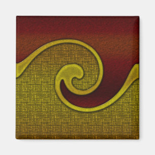 Magnet Maroon Brown Red Swirl Gold, Matching Set