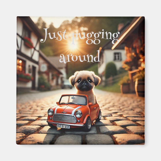 Magnet mit Mops und Mini Morris  (Front)