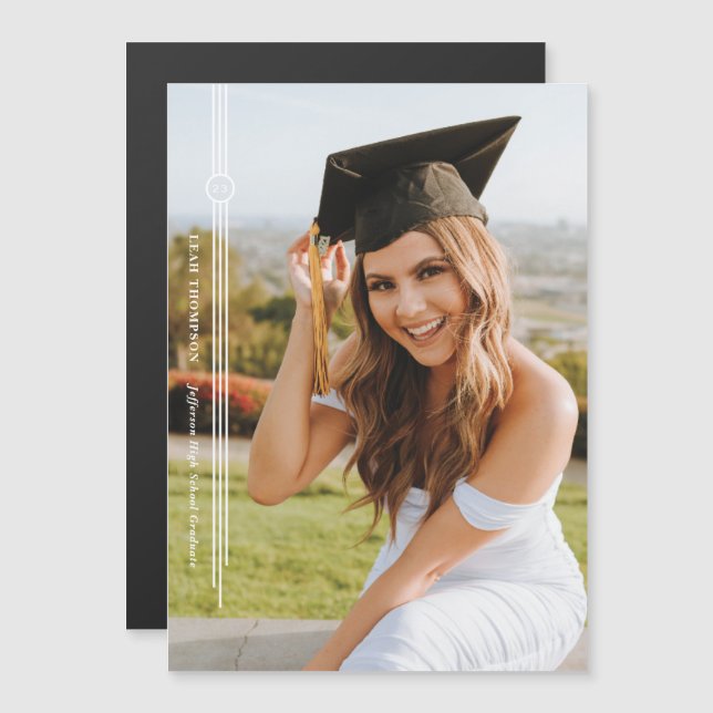 Magnet Modern Tassel Photo Graduation Announcement (Front/Back)