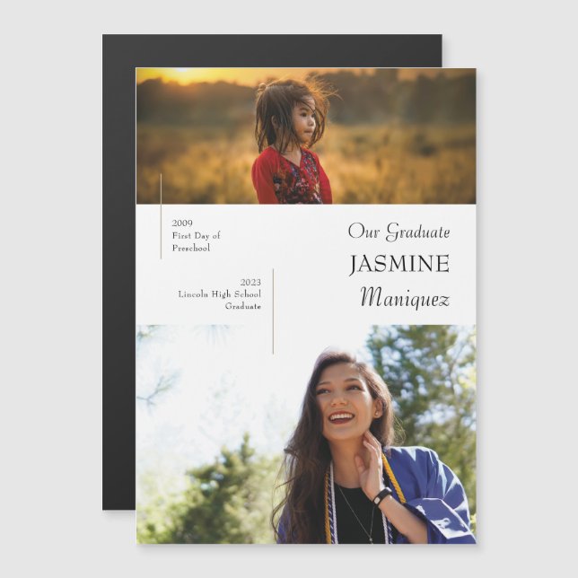 Magnet Modern Then & Now Graduation Announcement (Front/Back)
