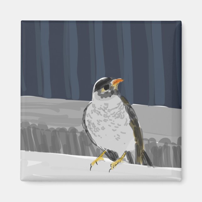 Magnet of Bird on A Rail (Front)