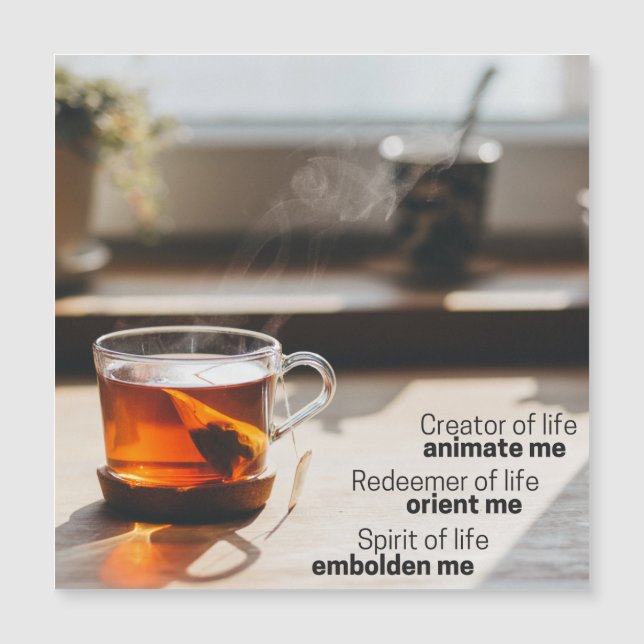 Magnet of prayer for first cup of coffee (Front)