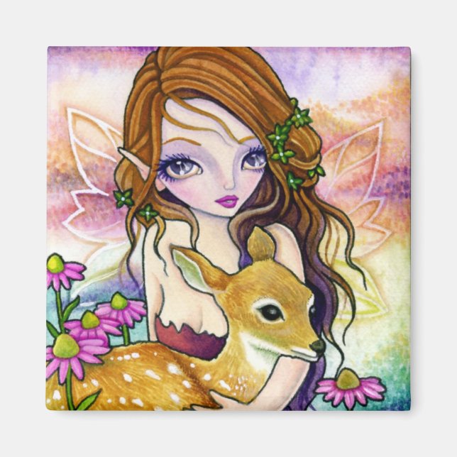 Magnet - Peace Valley Fawn Deer Fairy art (Front)