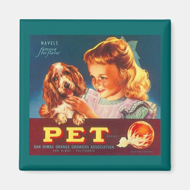 MAGNET ~ PET ORANGES - COCKER SPANIEL FRUIT LABEL (Front)