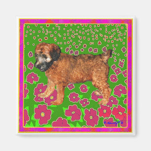 Magnet: Puppy in Garden - Pink Magnet