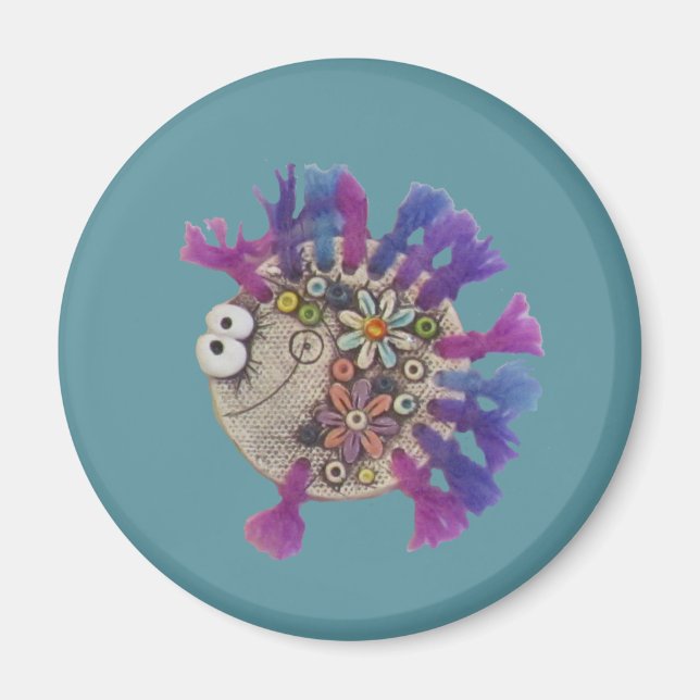 Magnet - Purple Yarn Fish - Baby (Front)