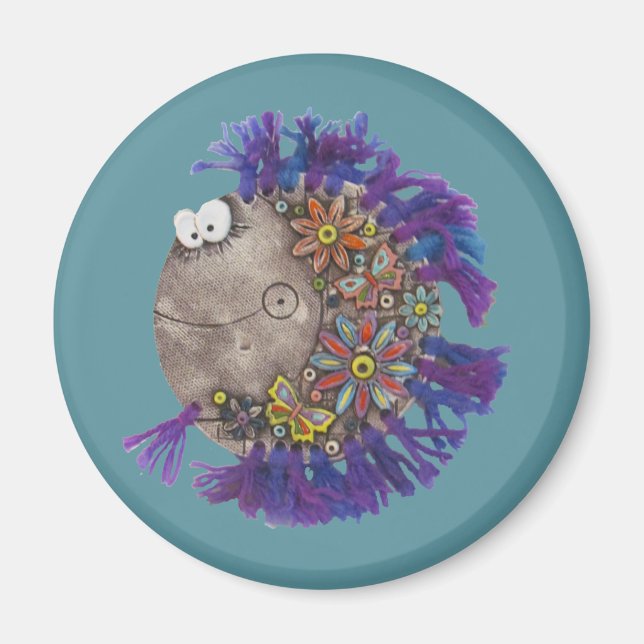 Magnet - Purple Yarn Fish - Papa (Front)