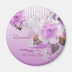Magnet Quinceanera 15th Lilac Pink Floral White