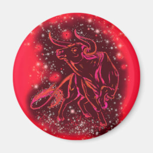 Magnet Red Bull Running At Starry Night