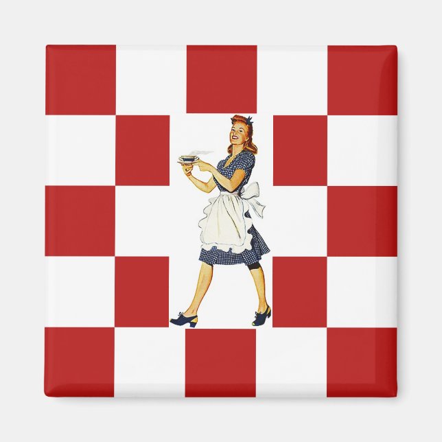 Magnet ~ RETRO KITCHEN Mid-Century Floor & Lady (Front)