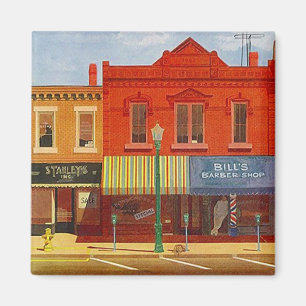 Magnet ~ RETRO Mid-Century TOWN CITY STORE-FRONTS