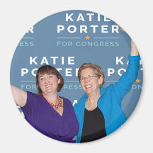 Magnet round Katie Porter Elizabeth Warren
