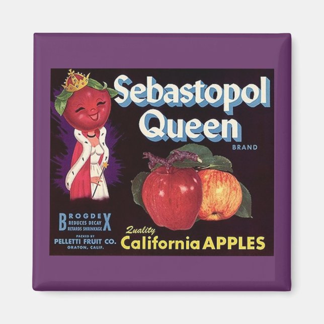 MAGNET ~ SEBASTOPOL QUEEN APPLES VINTAGE LABEL (Front)