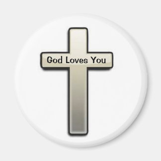 Magnet Silver Cross God Loves You