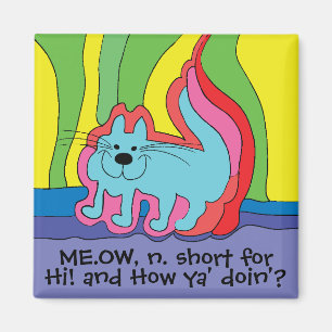 Magnet Square Cat Saying Hi