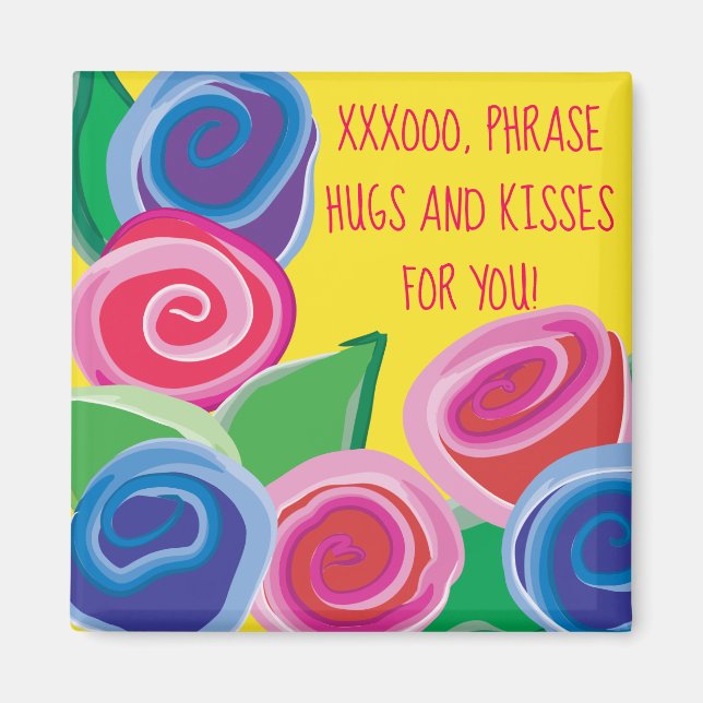 Magnet Square Hugs and Kisses (Front)