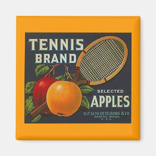 MAGNET ~ TENNIS BRAND APPLES VINTAGE FRUIT LABEL