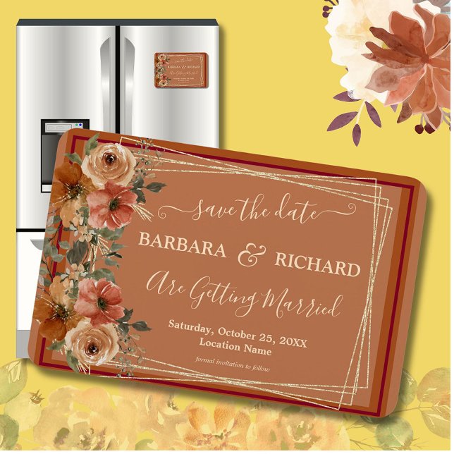 MAGNET Terracotta Floral Elegant Save Date     (Creator Uploaded)