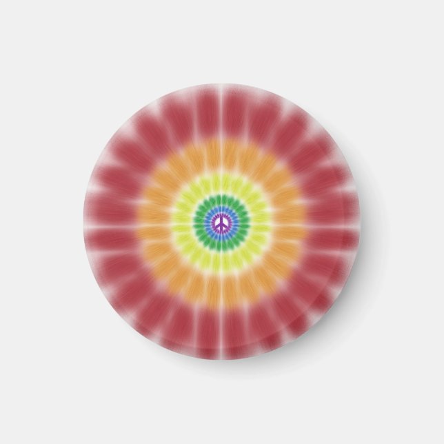 Magnet, Tie Dye Peace Sign Rainbow Explosion Magnet (Front)