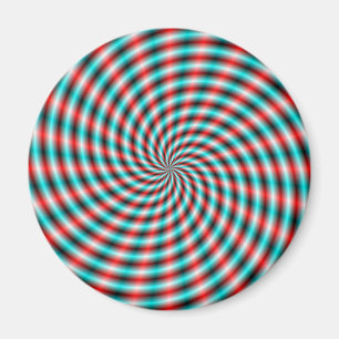 Magnet  Turquoise and Red Spiral Rays