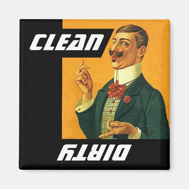 Magnet Vintage Fun Neat Guy Clean Dirty Dishwasher (Front)