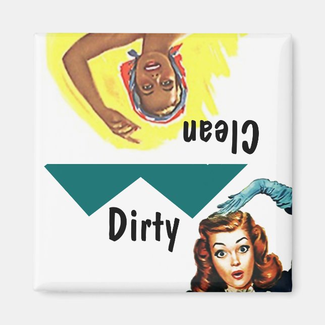 Magnet ~ Vintage Retro Fun Clean Dirty Dishwasher (Front)