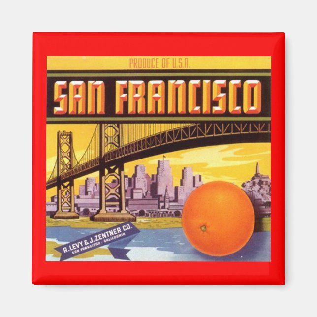 MAGNET VINTAGE SAN FRANCISCO ADVERTISING LABEL CA (Front)