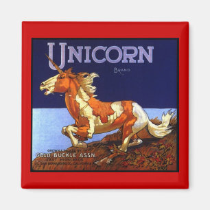 MAGNET ~ VINTAGE UNICORN BRAND PRODUCE LABEL EH CA