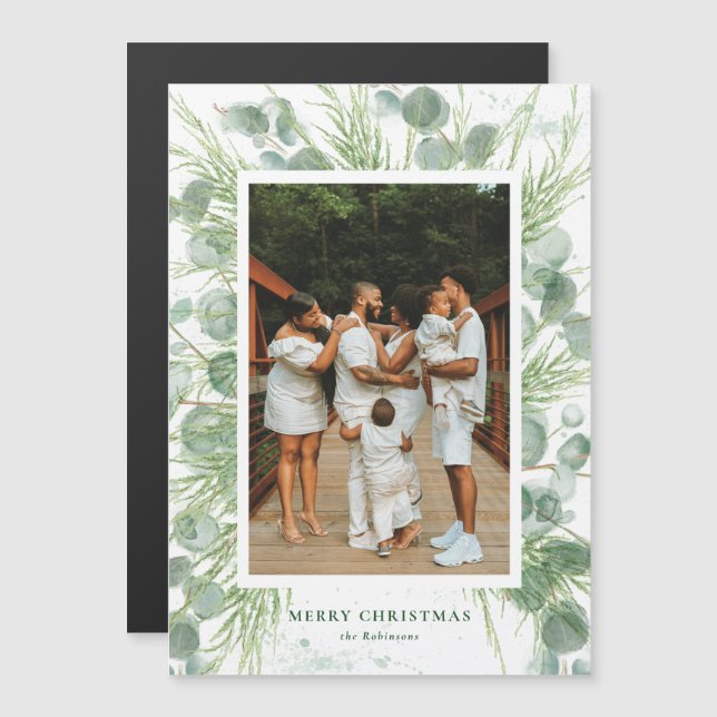 Magnet Watercolor Eucalyptus & Pine Christmas Card (Front/Back)